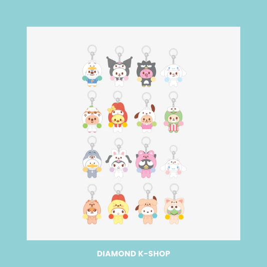 STRAY KIDS - SKZOO X SANRIO CHARACTERS: SECRET FLOCKED FIGURE KEYRING (CHEER UP) (RANDOM)