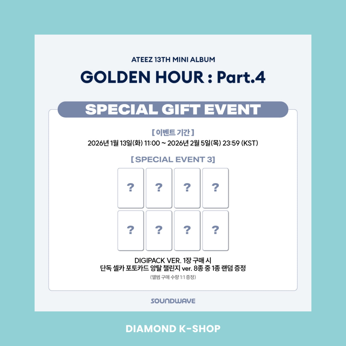 ATEEZ - GOLDEN HOUR : Part.4 (Digipack ver.) + POB Oficial