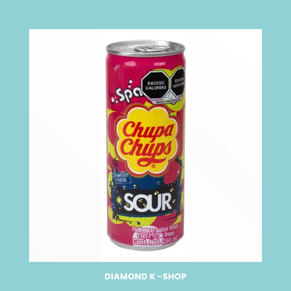 Bebida coreana Chupa Chups Sparkling - Sour Strawberry